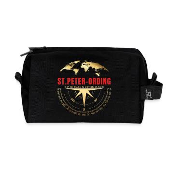 Koordinaten St Peter Ording - Recycelte Kulturtasche - Schwarz - Vorne