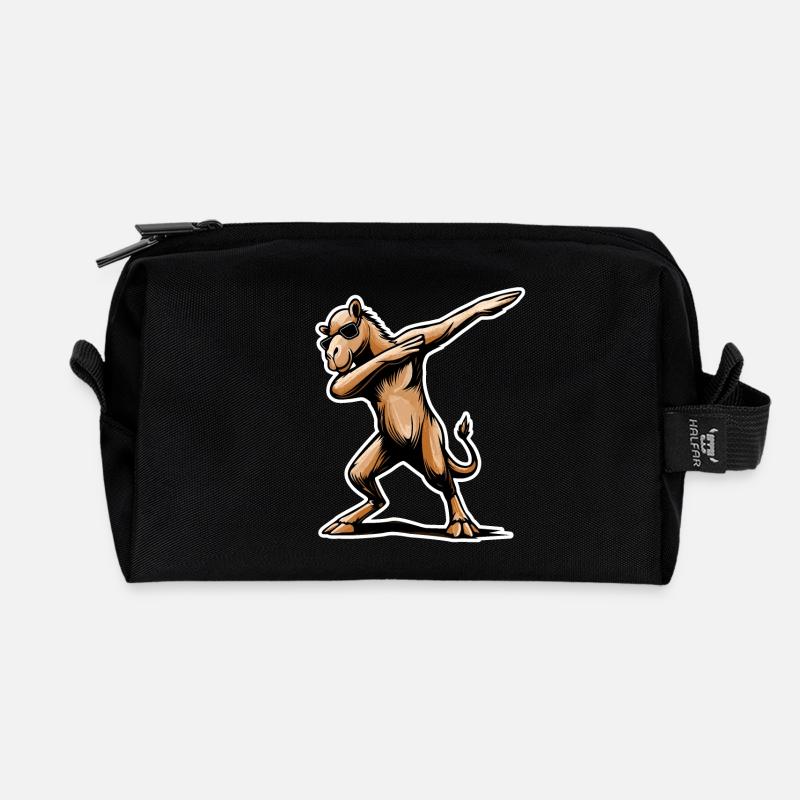 Stylish Dabbing Dromedary Design Gift - Recycled Toiletry Zip Bag - black