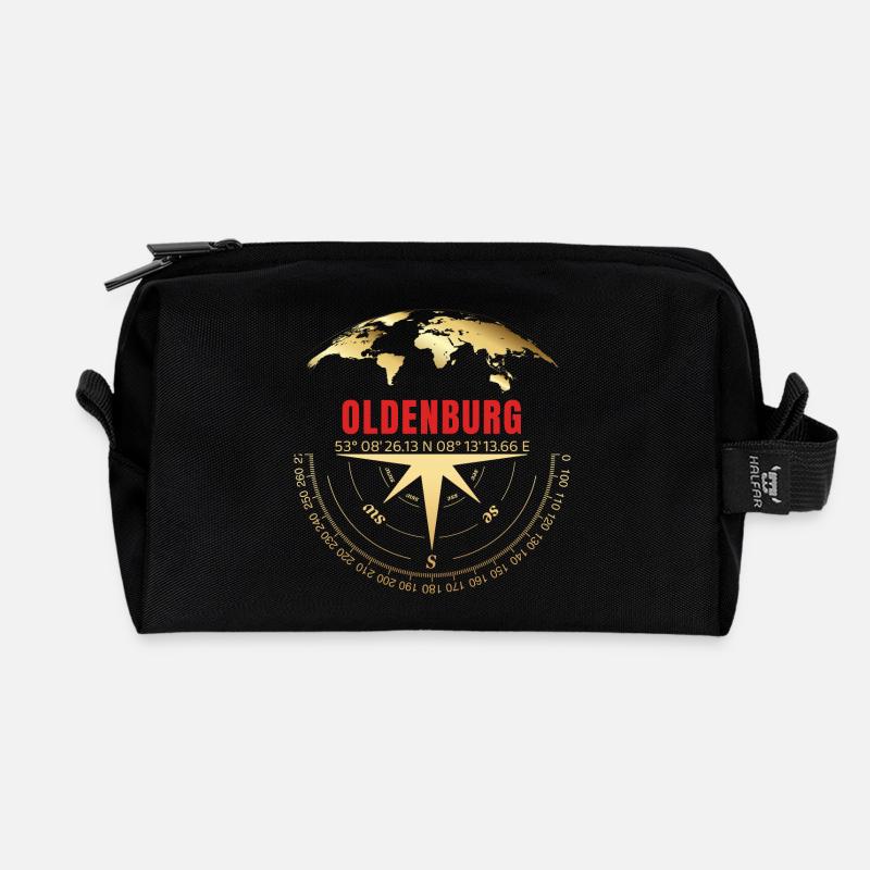 Koordinaten Oldenburg - Recycelte Kulturtasche - Schwarz