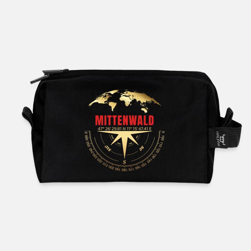 Koordinaten Mittenwald - Recycelte Kulturtasche - Schwarz