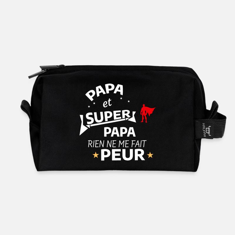 Supervater und Held Supervater - Recycelte Kulturtasche - Schwarz