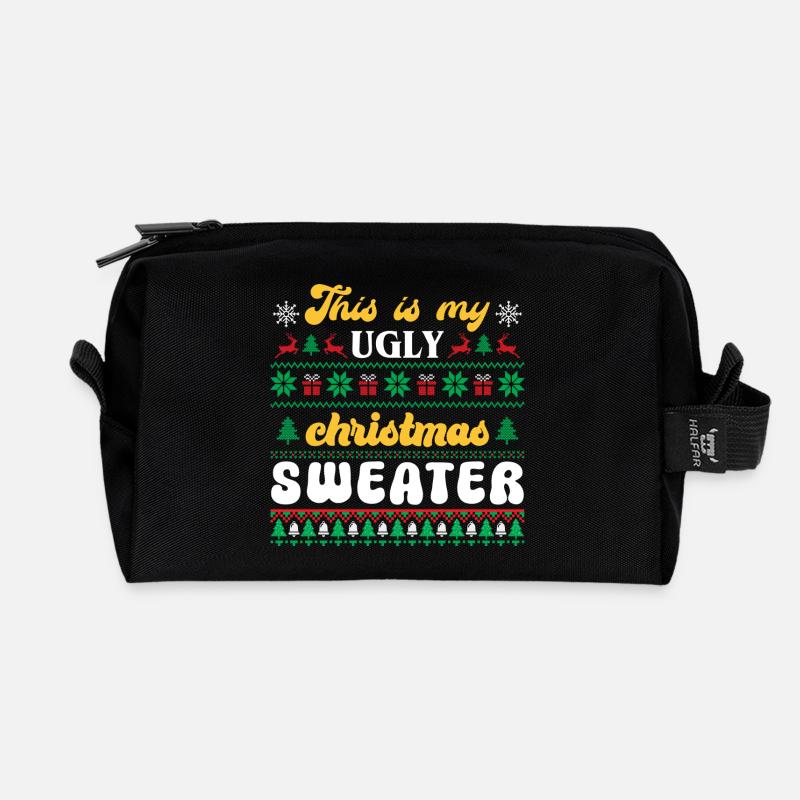 Das ist mein hässlicher Weihnachtspullover - Recycelte Kulturtasche - Schwarz