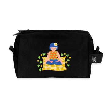 Fille méditant dans la nature - Trousse de toilette en tissu recyclé - noir - Devant