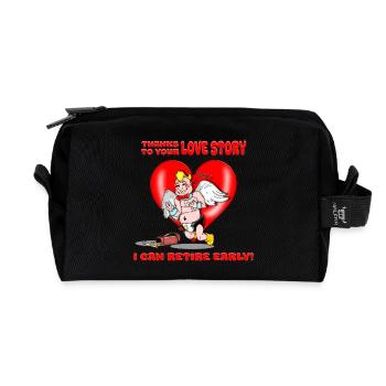 Lustige Amor-Liebesgeschichte Valentinstag-Paare - Recycelte Kulturtasche - Schwarz - Vorne