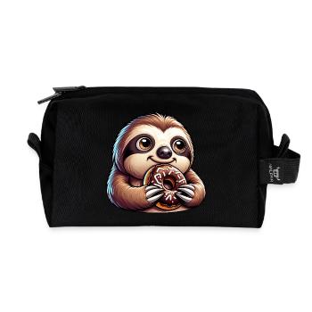 paresseux dessin animé beignet bonbon drôle - Trousse de toilette en tissu recyclé - noir - Devant