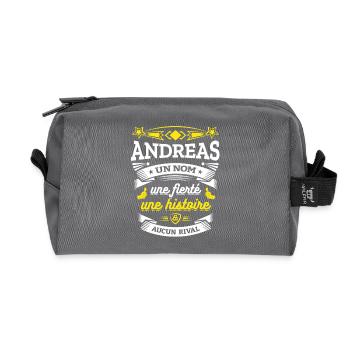 ANDREAS UN NOM UNE FIERTÉ AUCUN RIVAL - Trousse de toilette en tissu recyclé - anthracite - Devant