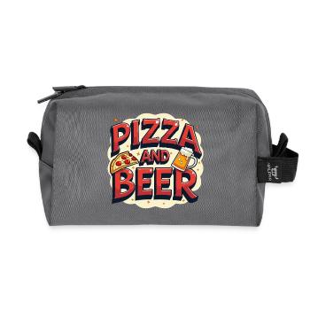 Pizza and Beer Essen Alkohol Lustige Sprüche - Recycelte Kulturtasche - Anthrazit - Vorne