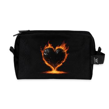 Cœur brûlant noir - Trousse de toilette en tissu recyclé - noir - Devant