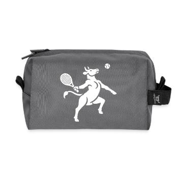 Cow Tennis Tennis Ball Balancing Horn Silhouette - Recycled Toiletry Zip Bag - anthracite - Front