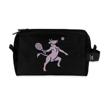 Cow Tennis Tennis Ball Balancing Horn Silhouette - Recycled Toiletry Zip Bag - black - Front