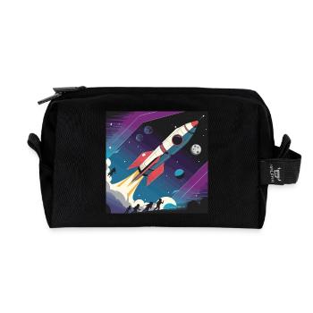 Retro-Raketenstart – Futuristisches Weltraumdesign - Recycelte Kulturtasche - Schwarz - Vorne