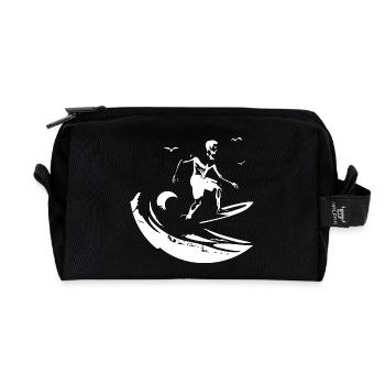 Surfing Drawing - Recycled Toiletry Zip Bag - black - Front
