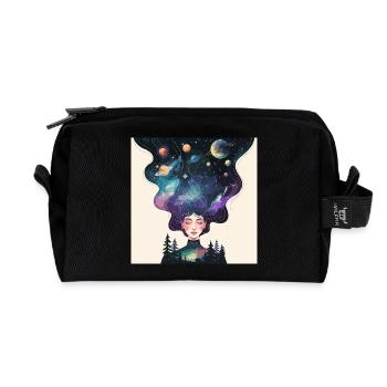 Cosmic Dreams – Universe in the Head - Recycled Toiletry Zip Bag - black - Front