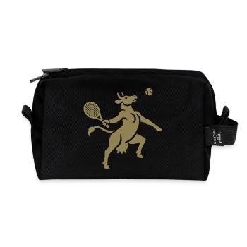 Cow Tennis Balloon Silhouette Minimalist - Recycled Toiletry Zip Bag - black - Front