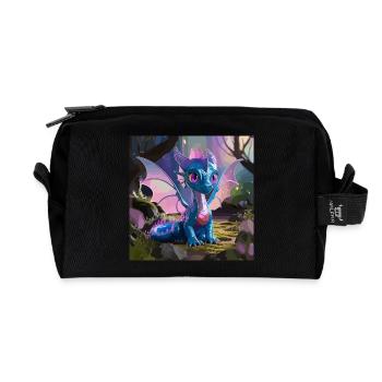 Süßer blauer Drache – Fantasy Cartoon Design - Recycelte Kulturtasche - Schwarz - Vorne