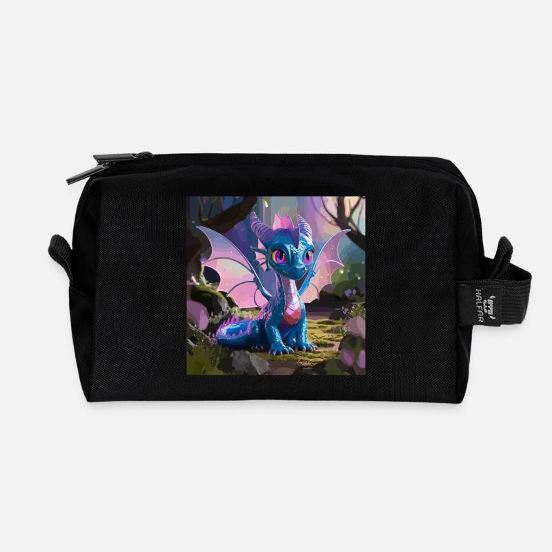 Süßer blauer Drache – Fantasy Cartoon Design - Recycelte Kulturtasche - Schwarz