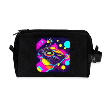80s Party Vintage Theme Party - Recycled Toiletry Zip Bag - black - Front