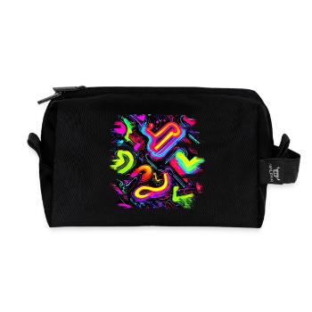 Neon Party Oldschool Color Glow UV - Recycelte Kulturtasche - Schwarz - Vorne