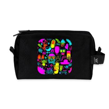 Neon Abstrakt Style Trend Glow Party - Recycelte Kulturtasche - Schwarz - Vorne