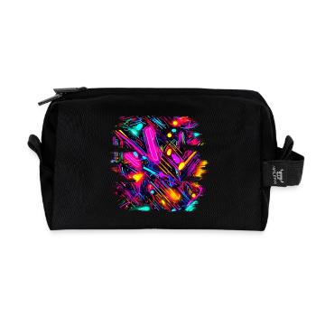 Neon Farben Bunt Kreativ Style Glow - Recycelte Kulturtasche - Schwarz - Vorne