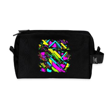 Neon Farben Bunt Kreativ Style Glow - Recycelte Kulturtasche - Schwarz - Vorne