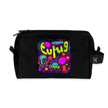 Neon Farben Leuchtend Stil UV - Recycelte Kulturtasche - Schwarz - Vorne