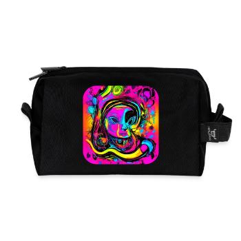 Neon Abstrakt Style Trend Glow Party - Recycelte Kulturtasche - Schwarz - Vorne