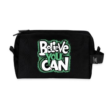 Believe you can - Mut Kraft Selbstvertrauen - Recycelte Kulturtasche - Schwarz - Vorne