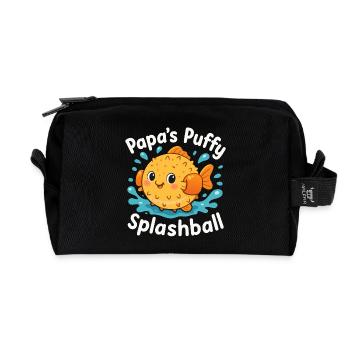 Le poisson-globe de papa éclaboussant amusant drôle d’ami de l’eau - Trousse de toilette en tissu recyclé - noir - Devant