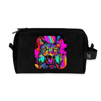Neon Farben Bunt Kreativ Style Glow - Recycelte Kulturtasche - Schwarz - Vorne