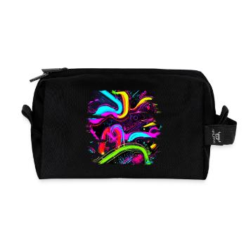Neon Style 80s Retro Party Color Glow - Recycelte Kulturtasche - Schwarz - Vorne