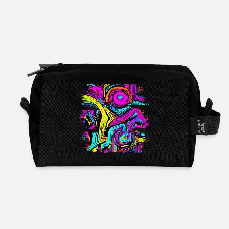Neon Party UV Elektro House Style - Recycelte Kulturtasche - Schwarz