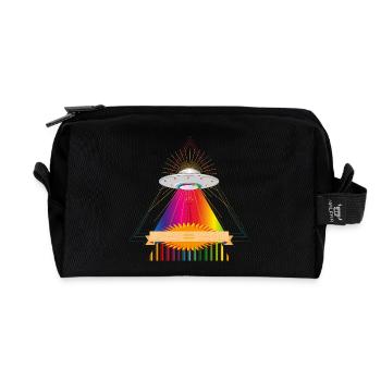 OVNI sur un triangle arc-en-ciel lumineux - Trousse de toilette en tissu recyclé - noir - Devant