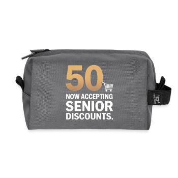 50 Senior Discounts Now Accepting Funny - Recycled Toiletry Zip Bag - anthracite - Front