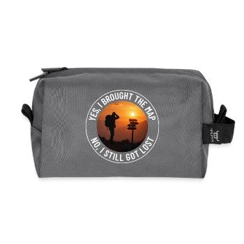 Outdoor Mapping Hiker Signpost Sunset Adventure - Recycled Toiletry Zip Bag - anthracite - Front