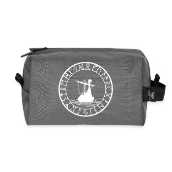 Drakkar blanc viking et boussole - Trousse de toilette en tissu recyclé - anthracite - Devant