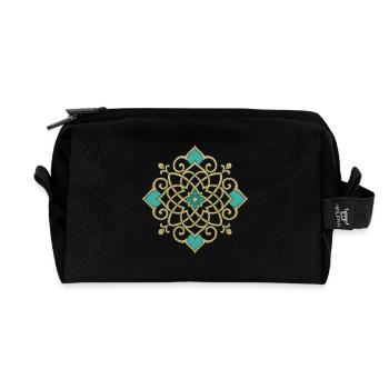 Oriental Pattern - Recycled Toiletry Zip Bag - black - Front