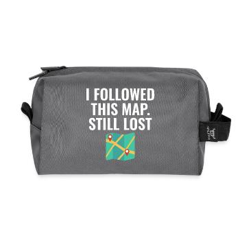 I Followed This Map Still Lost Funny GIS - Recycled Toiletry Zip Bag - anthracite - Front