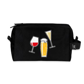 XWein Bier Sekt (Weinglas Bierglas Sektflöte / 5C) - Trousse de toilette en tissu recyclé - noir - Devant