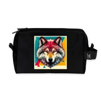 Wolf - Recycled Toiletry Zip Bag - black - Front