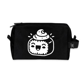 Süßes Sushi Design – Kawaii Food Fun - Recycelte Kulturtasche - Schwarz - Vorne