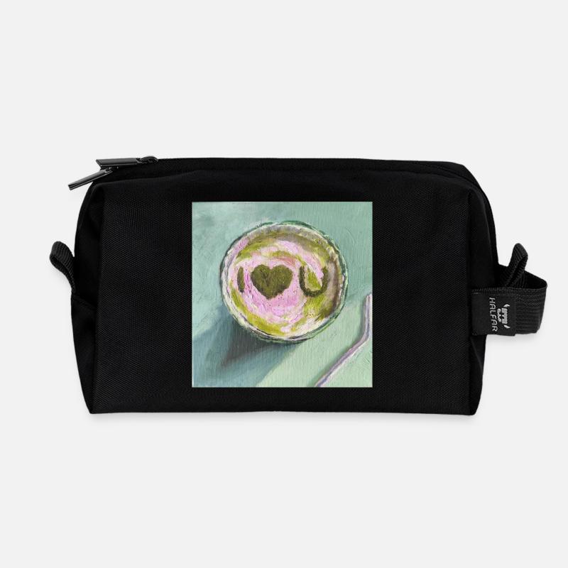 I luv Matcha Künstlerische Snack-Illustration - Recycelte Kulturtasche - Schwarz