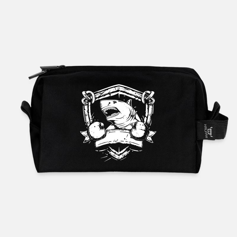 Écusson de boxer requin - Trousse de toilette en tissu recyclé - noir