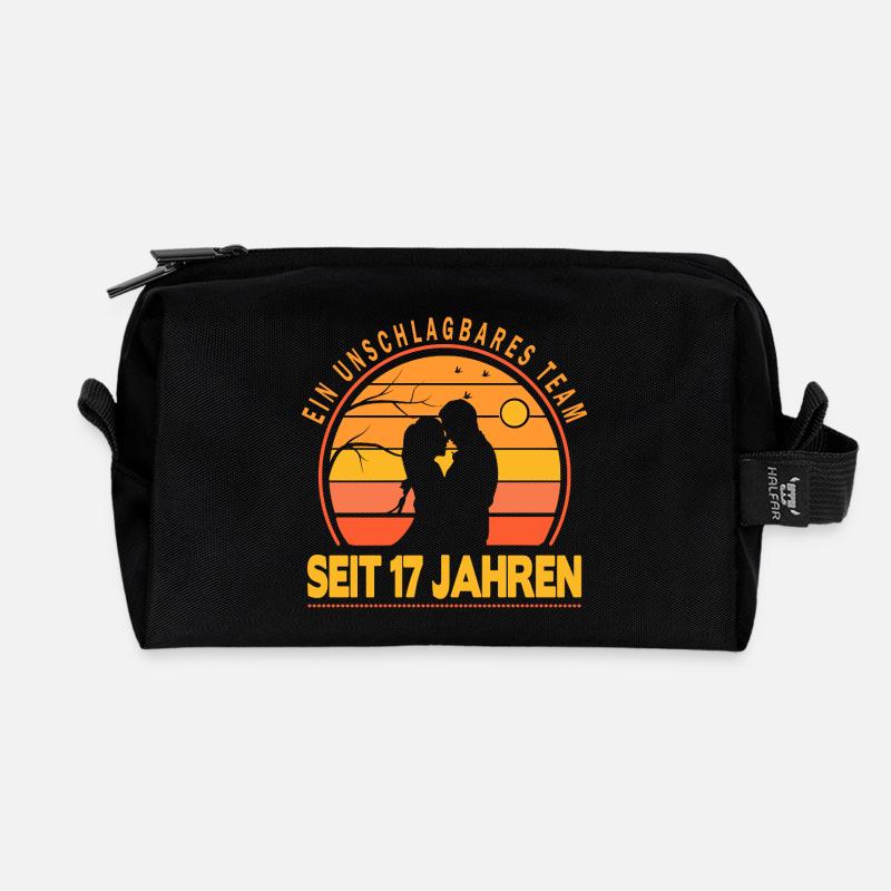 17 years relationship anniversary wedding anniversary - Recycled Toiletry Zip Bag - black