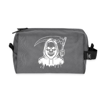 Motif de crâne de la Faucheuse - Trousse de toilette en tissu recyclé - anthracite - Devant