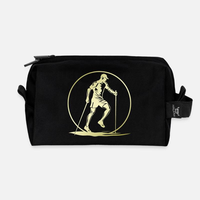 Nordic Walking Silhouette - Recycelte Kulturtasche - Schwarz