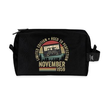 November 1959 - Recycled Toiletry Zip Bag - black - Front