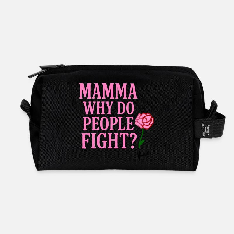 Mama, Warum streiten sich die Menschen? - Recycelte Kulturtasche - Schwarz
