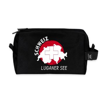 Luganer See - Recycelte Kulturtasche - Schwarz - Vorne