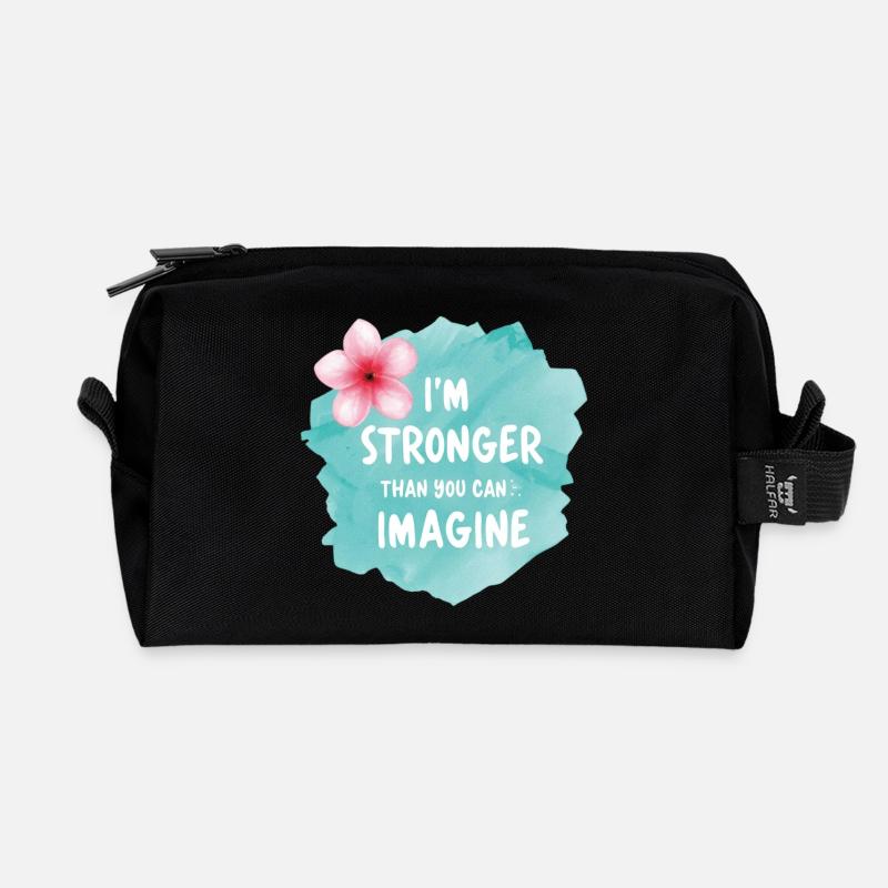 I’m Stronger Than You Can Imagine – Aquarell - Recycelte Kulturtasche - Schwarz